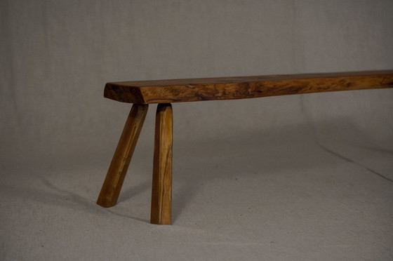 Image 1 of Minimalist elm wood bench circa 1950s