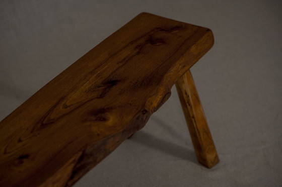 Image 1 of Minimalist elm wood bench circa 1950s