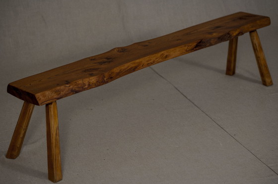 Image 1 of Minimalist elm wood bench circa 1950s