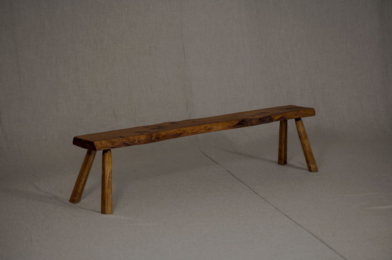 Image 1 of Minimalist elm wood bench circa 1950s