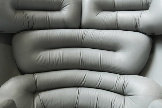 Image 1 of  Sedia Elda vintage in pelle grigia e scocca nera di Joe Colombo Italia