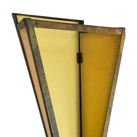 Image 1 of Art Deco - Marbled like glass wall sconce - Bronze frame