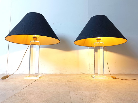 Image 1 of 2x Lampada da tavolo vintage in lucite di grandi dimensioni