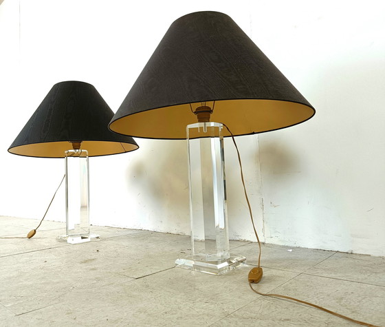 Image 1 of 2x Lampada da tavolo vintage in lucite di grandi dimensioni
