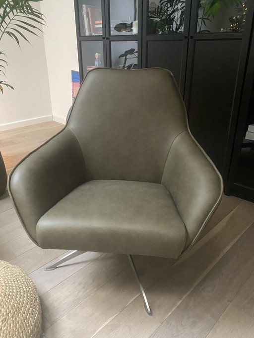 Fauteuil Dykk Faas en cuir Alhambra Moss