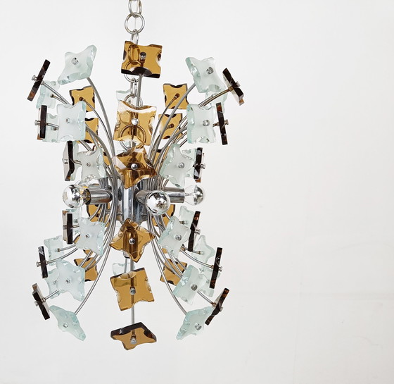 Image 1 of Mid century glass chandelier