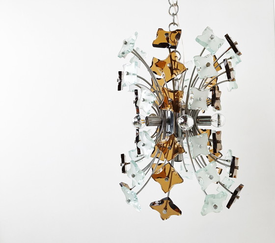 Image 1 of Mid century glass chandelier