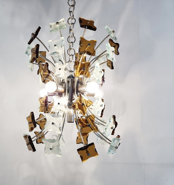 Image 1 of Mid century glass chandelier