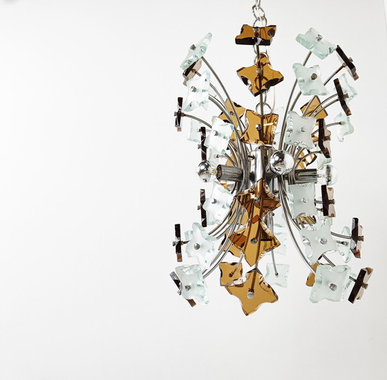 Image 1 of Mid century glass chandelier