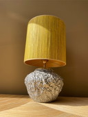 Lampe cerveau gris abat-jour jaune coco