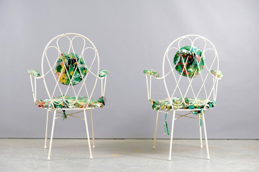 Mid-Century White Iron Chairs, 1960s, Set of 2