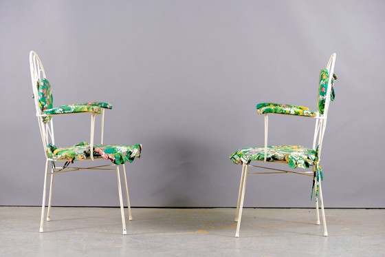 Image 1 of Mid-Century White Iron Chairs, 1960s, Set of 2