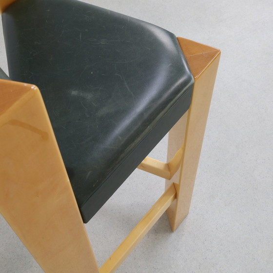 Image 1 of 3x Rare Postmodern Bar Stool in Leather, 1990s