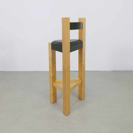 Image 1 of 3x Rare Postmodern Bar Stool in Leather, 1990s