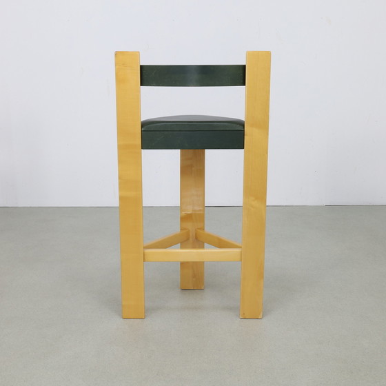 Image 1 of 3x Rare Postmodern Bar Stool in Leather, 1990s