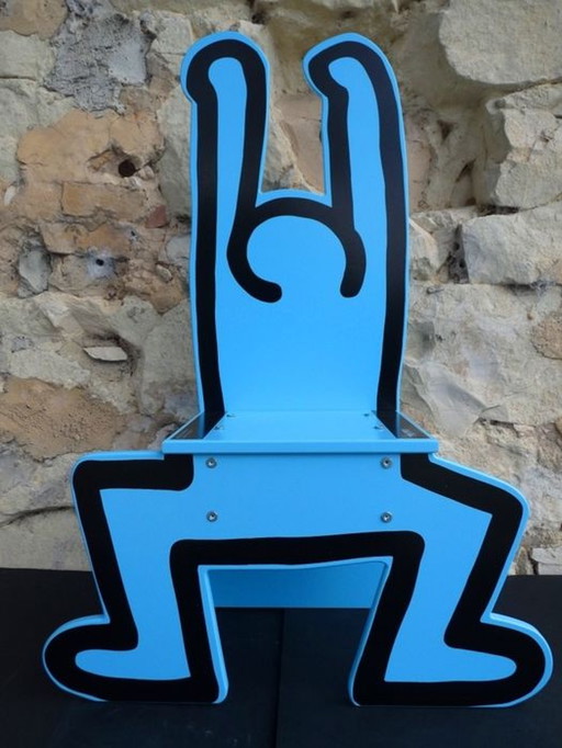Keith Haring high chair / decorative object blue