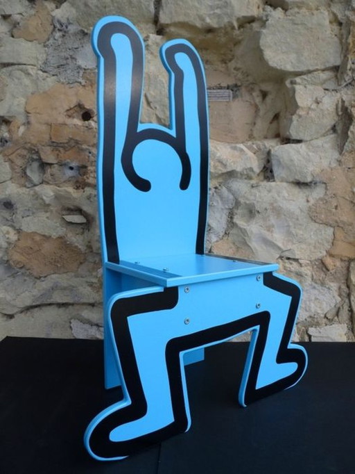 Keith Haring high chair / decorative object blue