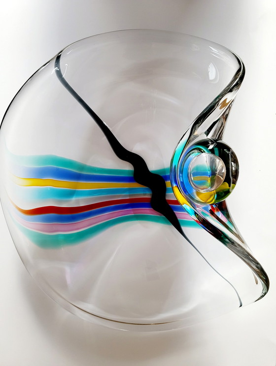 Image 1 of Livio Seguso, heavy Murano glass bowl, Rainbow Design, 1993.