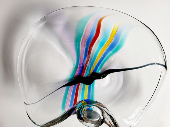 Image 1 of Livio Seguso, heavy Murano glass bowl, Rainbow Design, 1993.