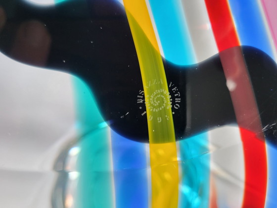 Image 1 of Livio Seguso, heavy Murano glass bowl, Rainbow Design, 1993.