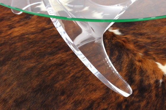 Image 1 of As new, sculptural Italian coffee table with glass top and acrylic base