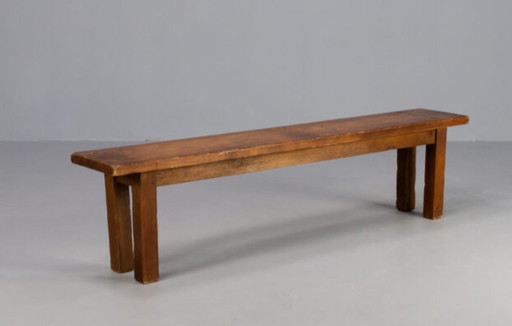 Banc vintage en bois chêne brutaliste