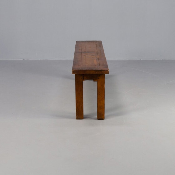 Image 1 of Vintage wooden bench oak brutalist