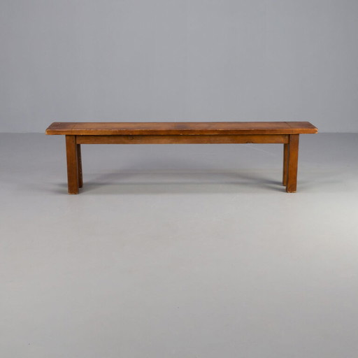 Banc vintage en bois chêne brutaliste