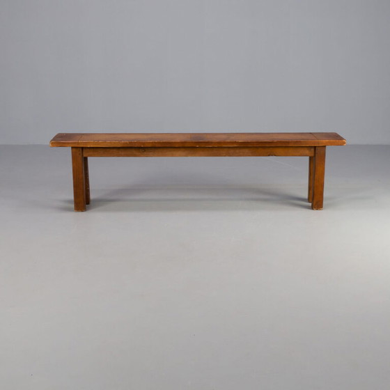 Image 1 of Vintage wooden bench oak brutalist
