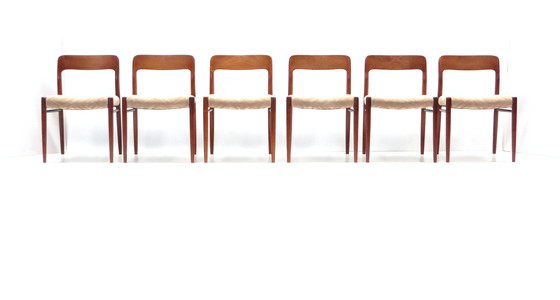 Image 1 of 6x Niels Möller Model 75 chairs from the 1960s