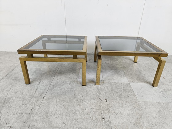 Image 1 of 2x tables d'appoint vintage en laiton, 1970