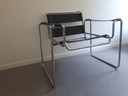 Fauteuil vintage en cuir chromé