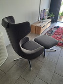 Vitra Grand Repos + ottoman, base polie, tissu anthracite