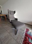 Vitra Grand Repos + ottoman, base polie, tissu anthracite