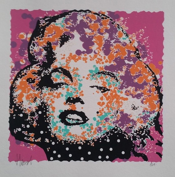 Image 1 of 2x Ad van Hassel Silkscreens Marilyn Monroe Hand signed.