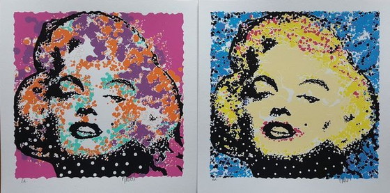 Image 1 of 2x Ad van Hassel Silkscreens Marilyn Monroe Hand signed.