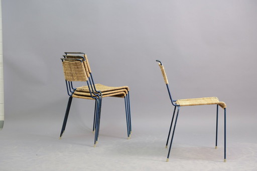 Mid-Century Stacking Chairs by Paul Schneider Esleben for Wilde + Spieth, 1950s, Set of 4