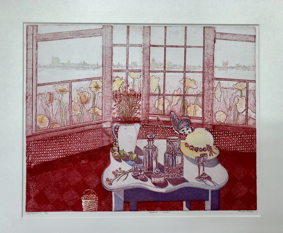 Image 1 of Margo Ellen color etching 'Blue butterfly'