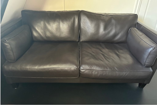 Black/ brown leather sofas