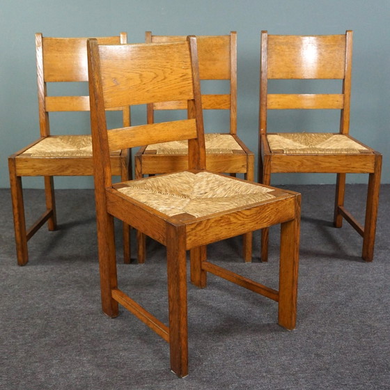 Image 1 of 4x chaises de salle à manger de l'école de La Haye