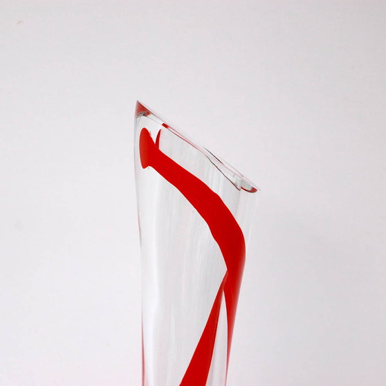 Image 1 of Jarda Wasserbauer ea | Vase en verre avec ruban rouge