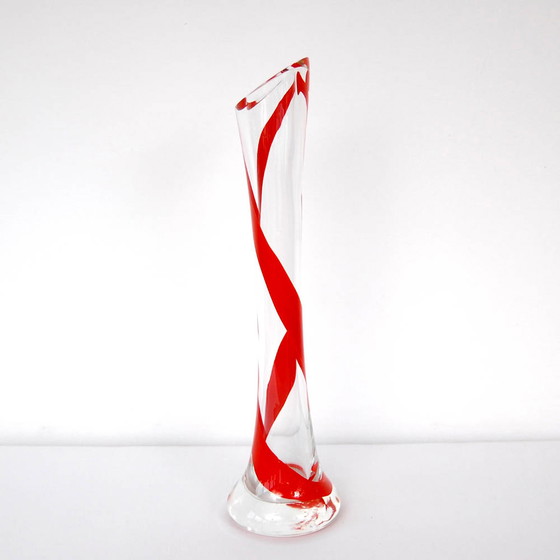 Image 1 of Jarda Wasserbauer ea | Glass Red Ribbon Vase