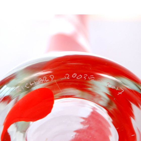 Image 1 of Jarda Wasserbauer ea | Glass Red Ribbon Vase