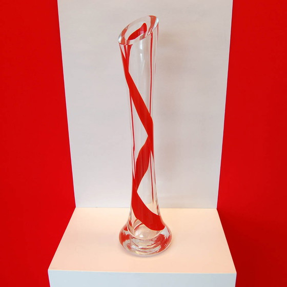 Image 1 of Jarda Wasserbauer ea | Glass Red Ribbon Vase