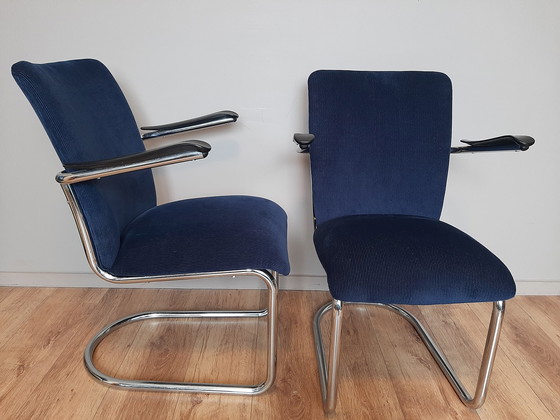 Image 1 of 2x Gebr. de Wit tubular frame chair model 7018 / 1019