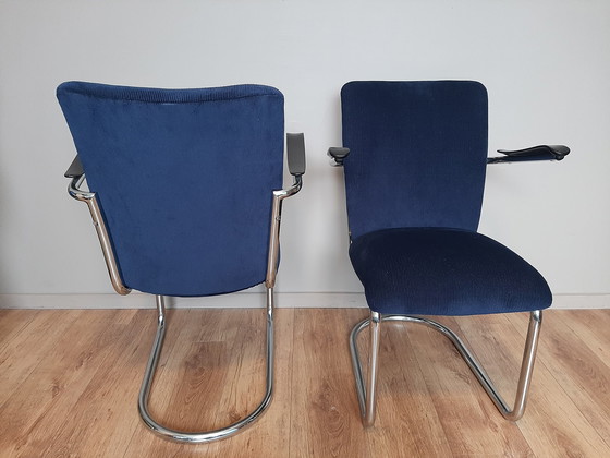 Image 1 of 2x Gebr. de Wit tubular frame chair model 7018 / 1019