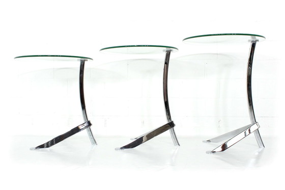 Image 1 of Italian nesting tables / nesting tables with chrome and glass, as new!