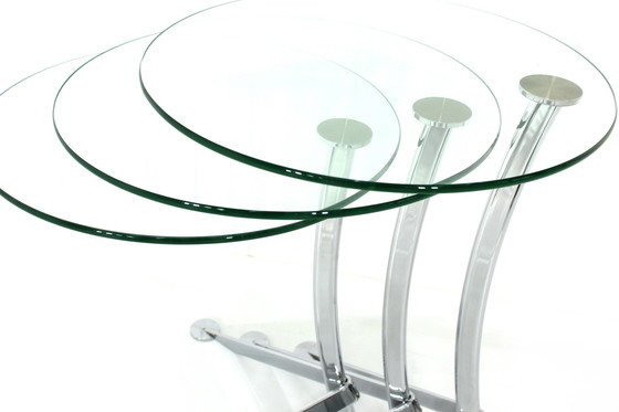 Image 1 of Italian nesting tables / nesting tables with chrome and glass, as new!