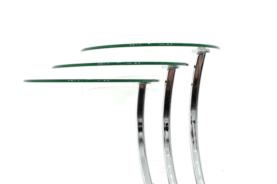 Image 1 of Italian nesting tables / nesting tables with chrome and glass, as new!