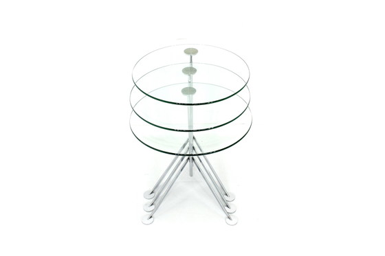 Image 1 of Italian nesting tables / nesting tables with chrome and glass, as new!